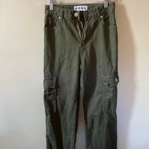 Straight Leg Army Green Cargo Jeans
